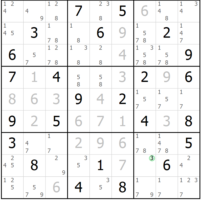 Position des candidats pour la solution de la Gr 42 page 45 du magazine de sudoku Maestro n° 103