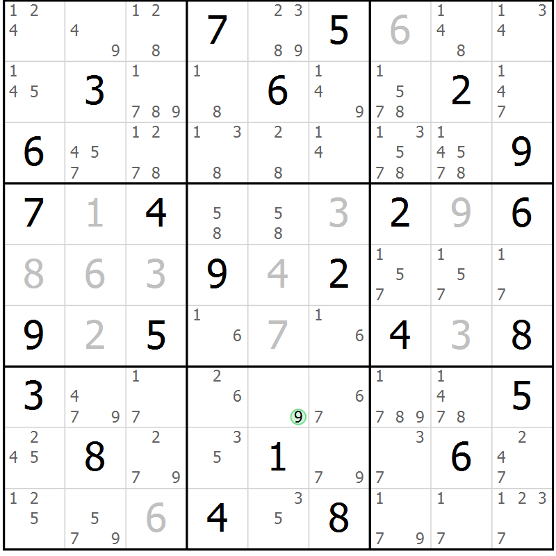 Position des candidats pour la solution de la Gr 42 page 45 du magazine de sudoku Maestro n° 103