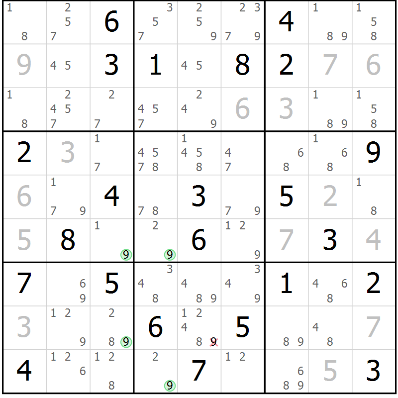 Position des candidats pour la solution de la Gr 43 page 46 du magazine de sudoku Maestro n° 103