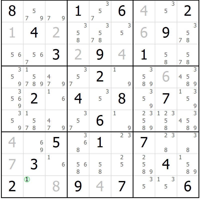 Position des candidats pour la solution de la Gr 44 page 47 du magazine de sudoku Maestro n° 103