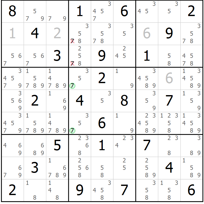 Position des candidats pour la solution de la Gr 44 page 47 du magazine de sudoku Maestro n° 103