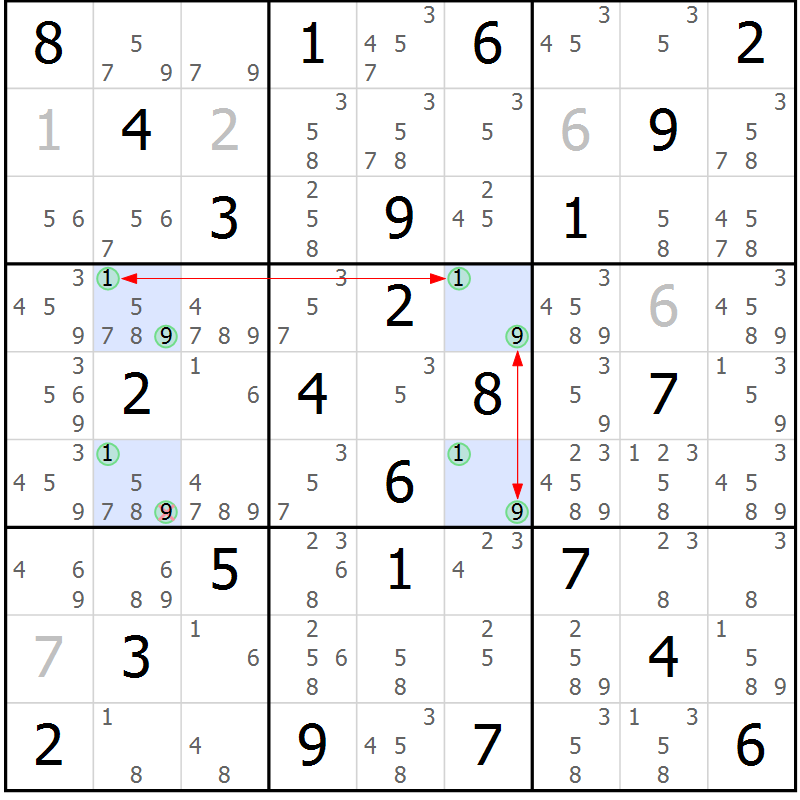 Position des candidats pour la solution de la Gr 44 page 47 du magazine de sudoku Maestro n° 103