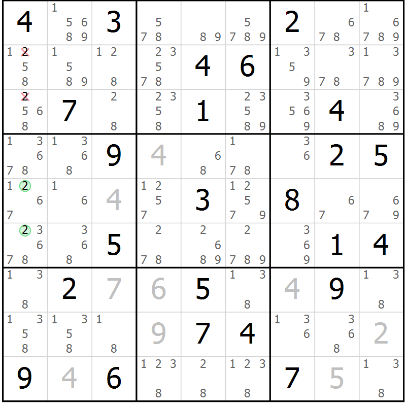 Position des candidats pour la solution de la Gr 47 page 50 du magazine de sudoku Maestro n° 103