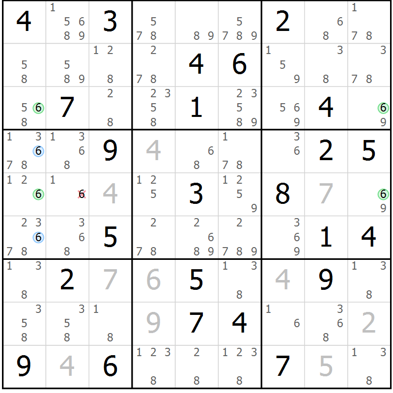 Position des candidats pour la solution de la Gr 47 page 50 du magazine de sudoku Maestro n° 103