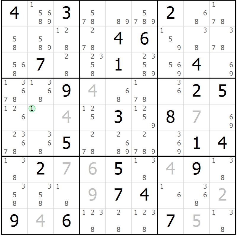 Position des candidats pour la solution de la Gr 47 page 50 du magazine de sudoku Maestro n° 103