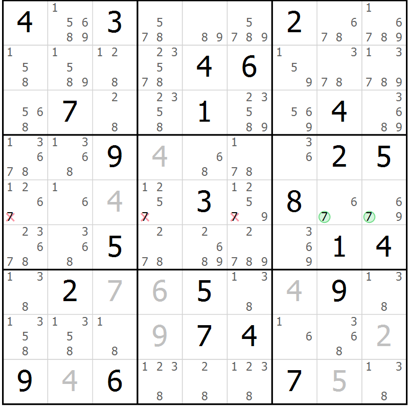Position des candidats pour la solution de la Gr 47 page 50 du magazine de sudoku Maestro n° 103
