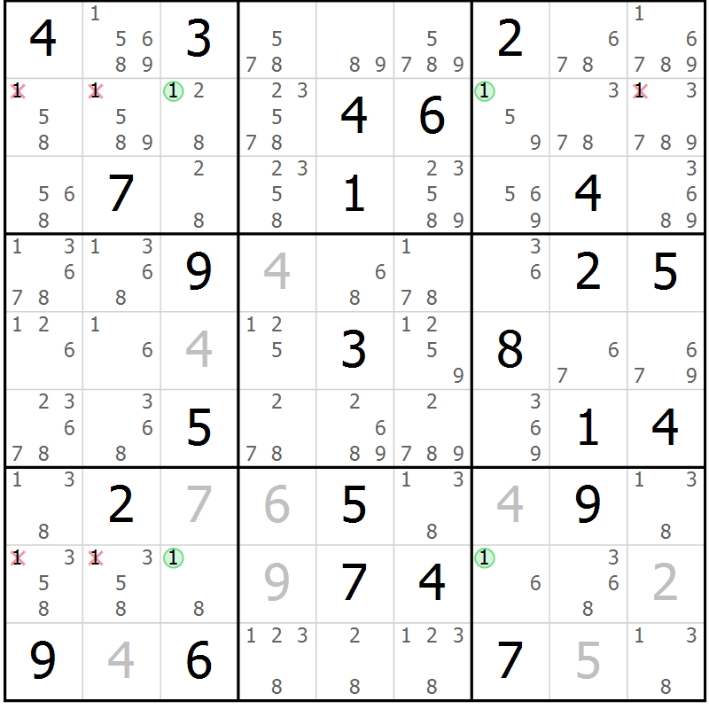Position des candidats pour la solution de la Gr 47 page 50 du magazine de sudoku Maestro n° 103