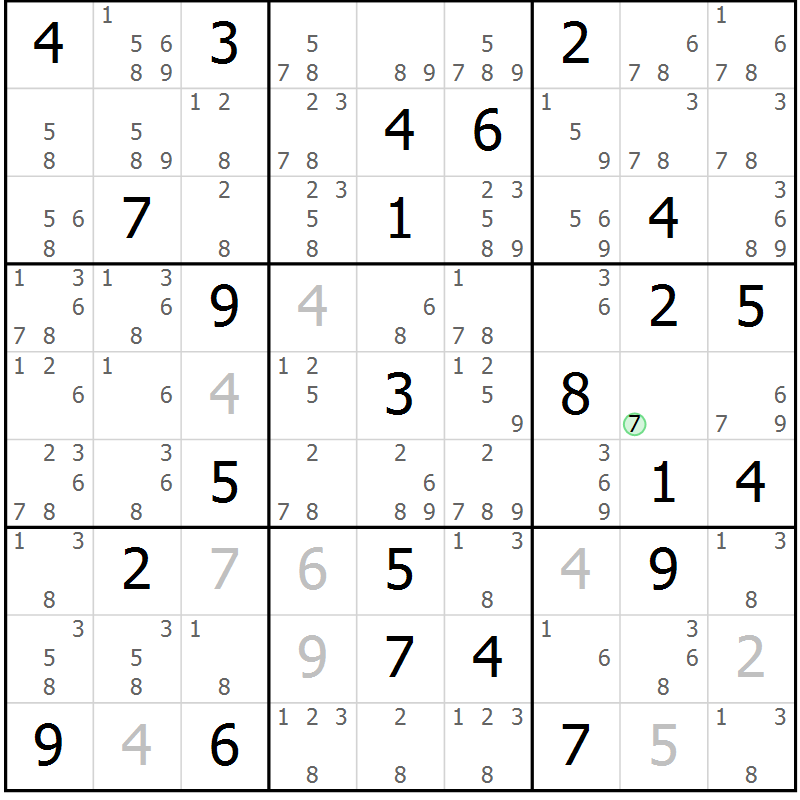 Position des candidats pour la solution de la Gr 47 page 50 du magazine de sudoku Maestro n° 103