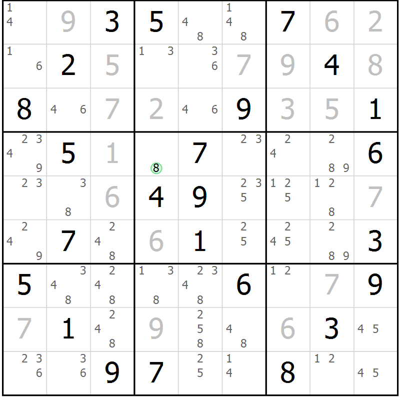 Position des candidats pour la solution de la Gr 48 page 51 du magazine de sudoku Maestro n° 103