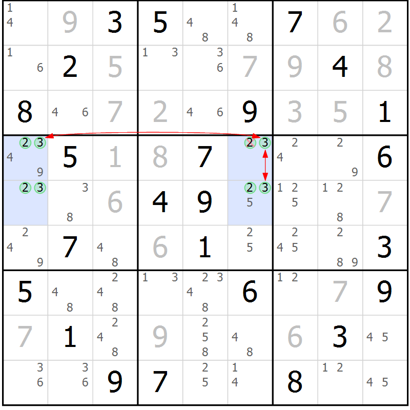 Position des candidats pour la solution de la Gr 48 page 51 du magazine de sudoku Maestro n° 103