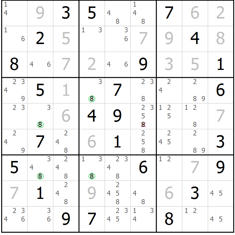 Position des candidats pour la solution de la Gr 48 page 51 du magazine de sudoku Maestro n° 103