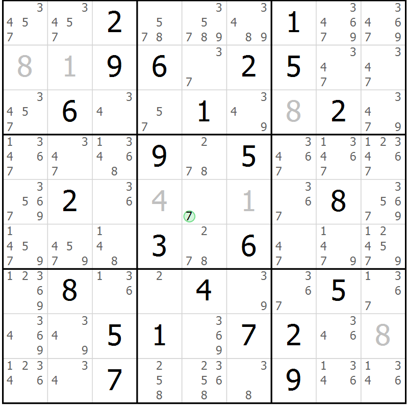 Position des candidats pour la solution de la Gr 50 page 53 du magazine de sudoku Maestro n° 103