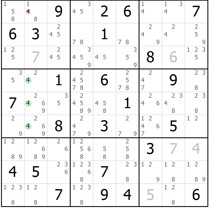 Position des candidats pour la solution de la Gr 52 page 55 du magazine de sudoku Maestro n° 103