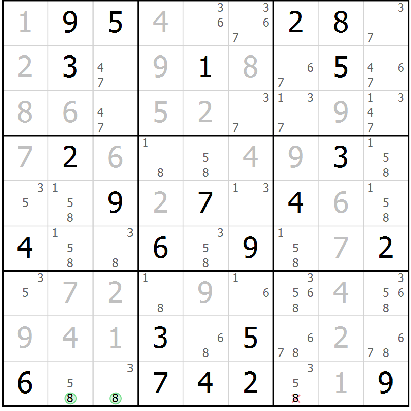 Position des candidats pour la solution de la Gr 53 page 56 du magazine de sudoku Maestro n° 103