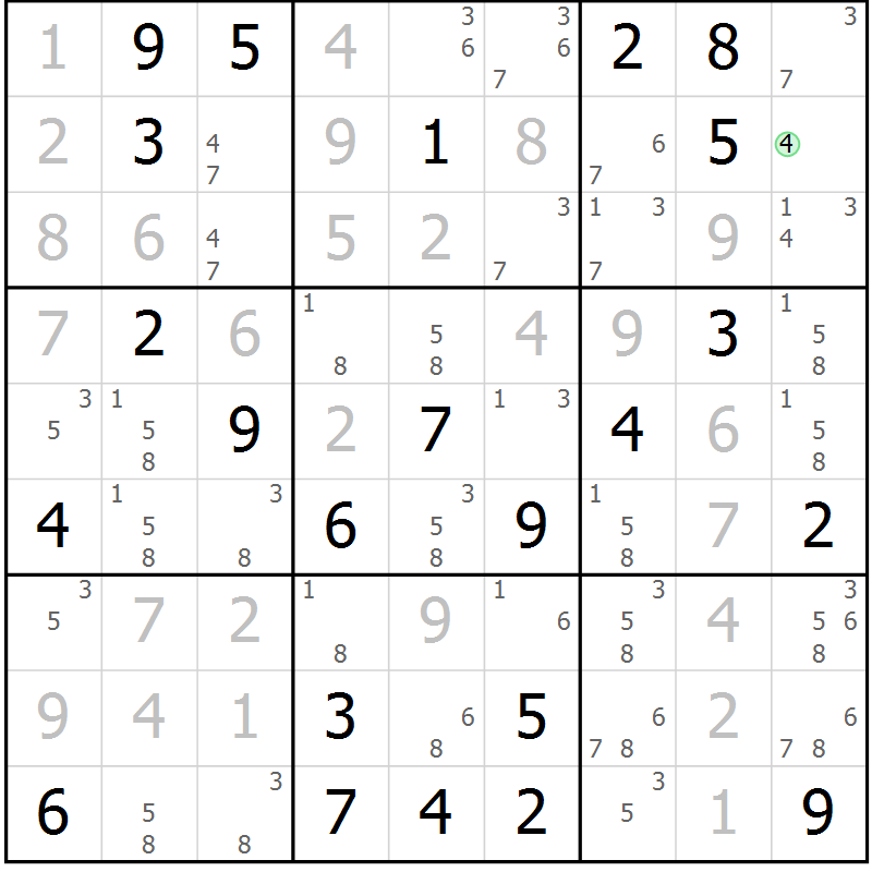 Position des candidats pour la solution de la Gr 53 page 56 du magazine de sudoku Maestro n° 103