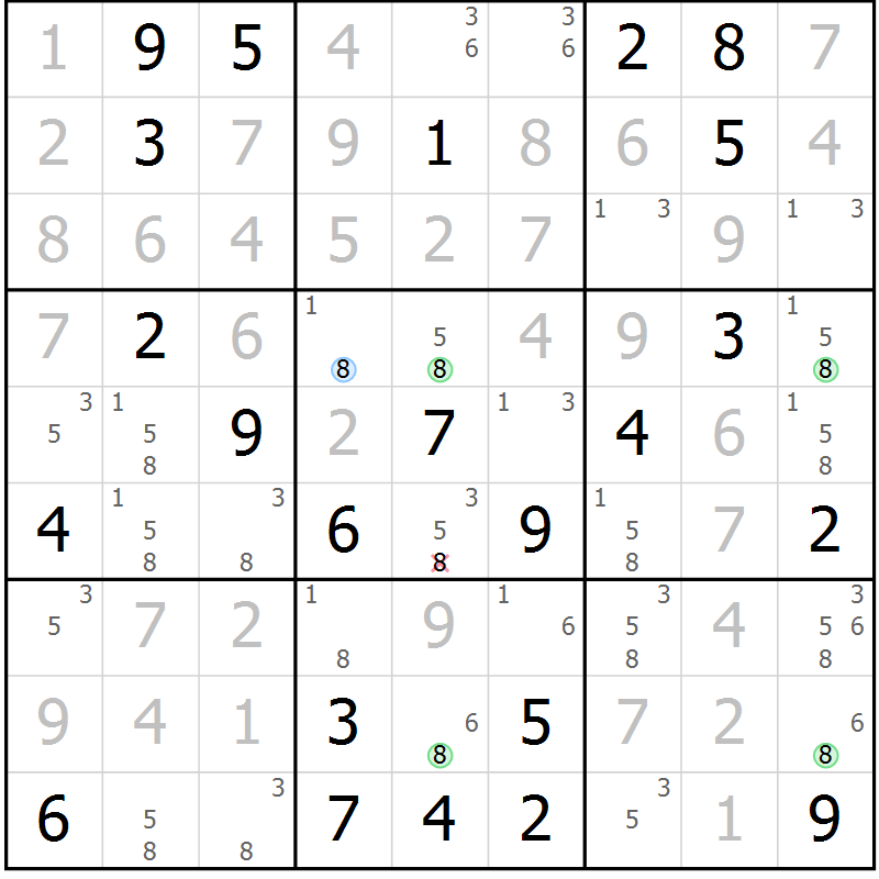 Position des candidats pour la solution de la Gr 53 page 56 du magazine de sudoku Maestro n° 103
