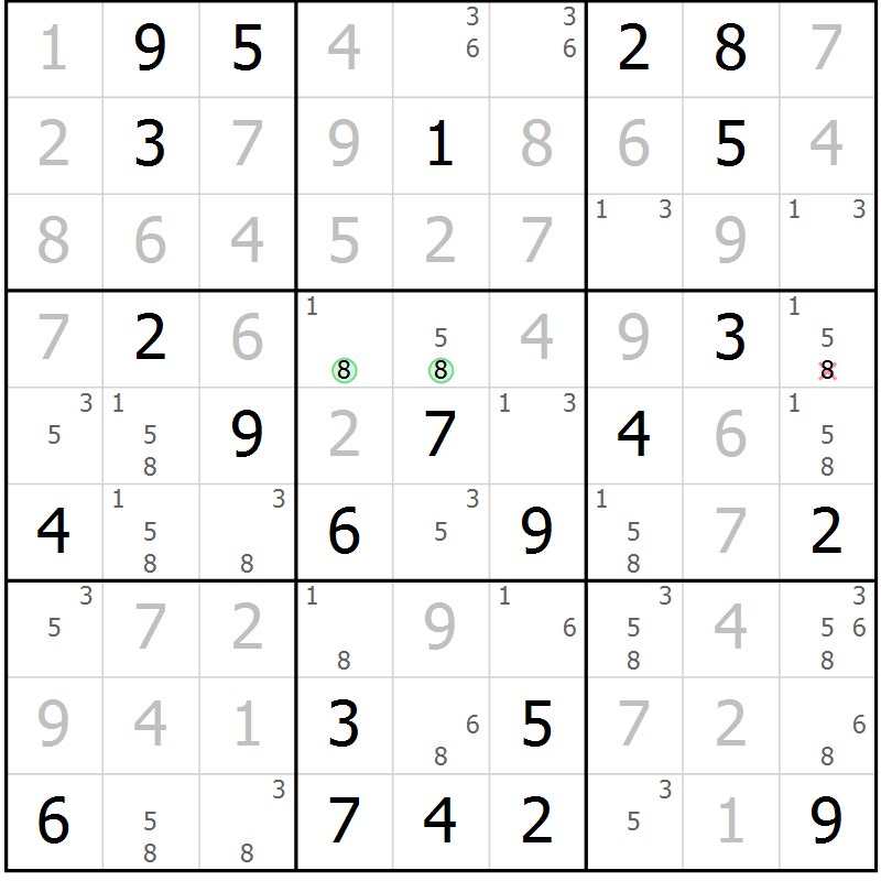 Position des candidats pour la solution de la Gr 53 page 56 du magazine de sudoku Maestro n° 103