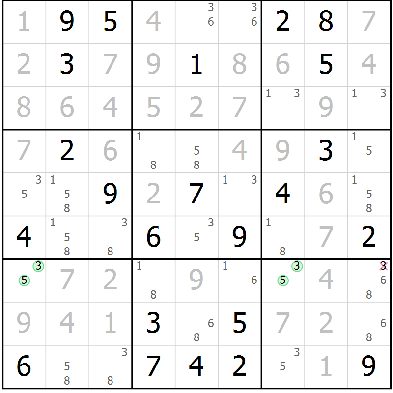 Position des candidats pour la solution de la Gr 53 page 56 du magazine de sudoku Maestro n° 103