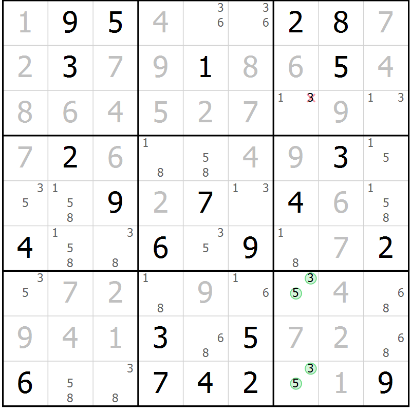 Position des candidats pour la solution de la Gr 53 page 56 du magazine de sudoku Maestro n° 103
