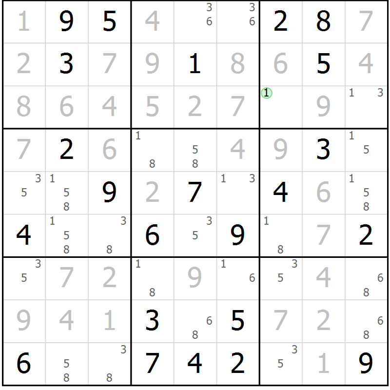 Position des candidats pour la solution de la Gr 53 page 56 du magazine de sudoku Maestro n° 103