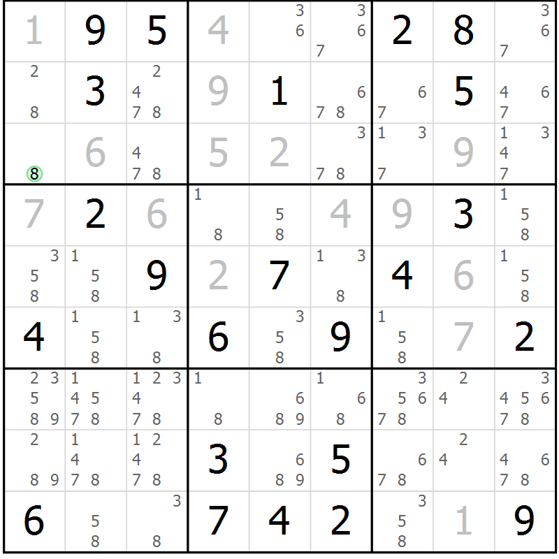 Position des candidats pour la solution de la Gr 53 page 56 du magazine de sudoku Maestro n° 103