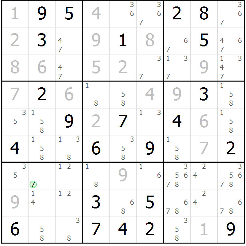 Position des candidats pour la solution de la Gr 53 page 56 du magazine de sudoku Maestro n° 103