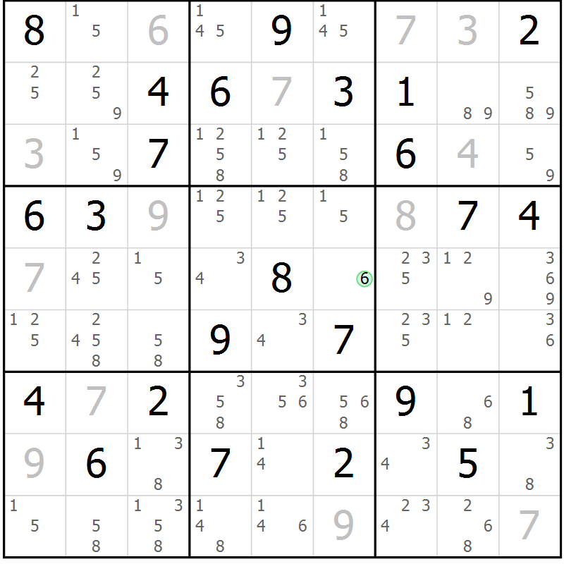 Position des candidats pour la solution de la Gr 54 page 57 du magazine de sudoku Maestro n° 103