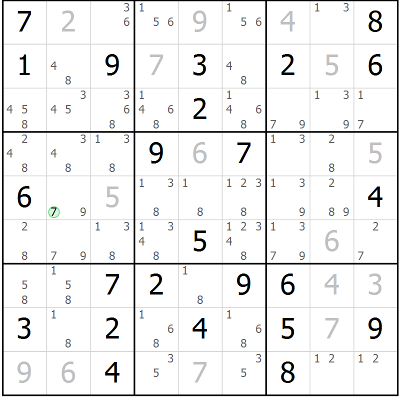 Position des candidats pour la solution de la Gr 55 page 58 du magazine de sudoku Maestro n° 103