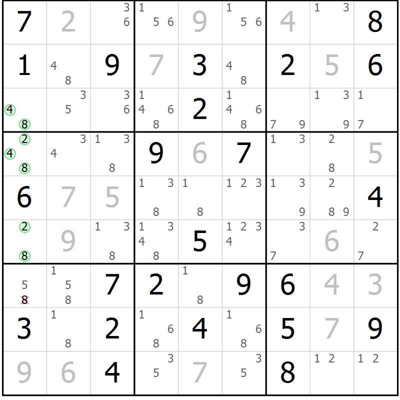 Position des candidats pour la solution de la Gr 55 page 58 du magazine de sudoku Maestro n° 103