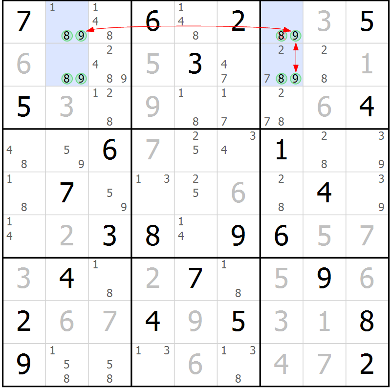 Position des candidats pour la solution de la Gr 57 page 60 du magazine de sudoku Maestro n° 103