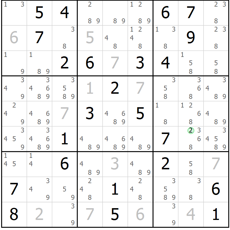 Position des candidats pour la solution de la Gr 61 page 64 du magazine de sudoku Maestro n° 103
