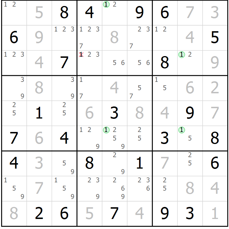Position des candidats pour la solution de la Gr 62 page 65 du magazine de sudoku Maestro n° 103