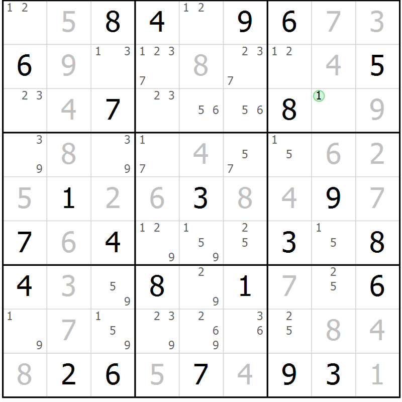 Position des candidats pour la solution de la Gr 62 page 65 du magazine de sudoku Maestro n° 103