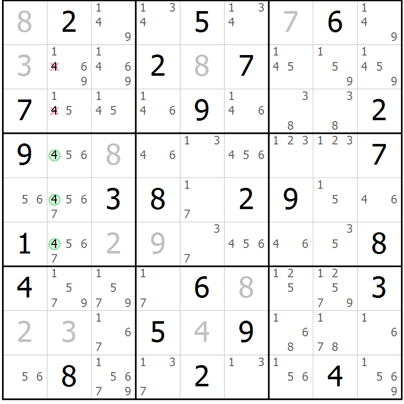 Position des candidats pour la solution de la Gr 63 page 66 du magazine de sudoku Maestro n° 103