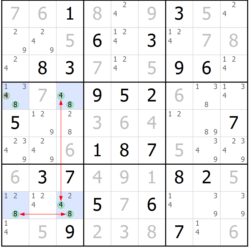 Position des candidats pour la solution de la Gr 64 page 67 du magazine de sudoku Maestro n° 103