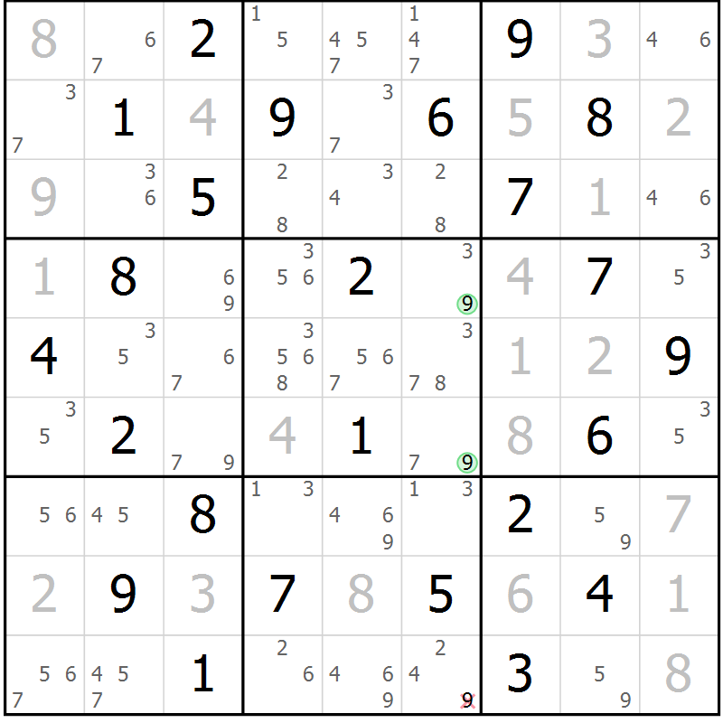 Position des candidats pour la solution de la Gr 65 page 68 du magazine de sudoku Maestro n° 103