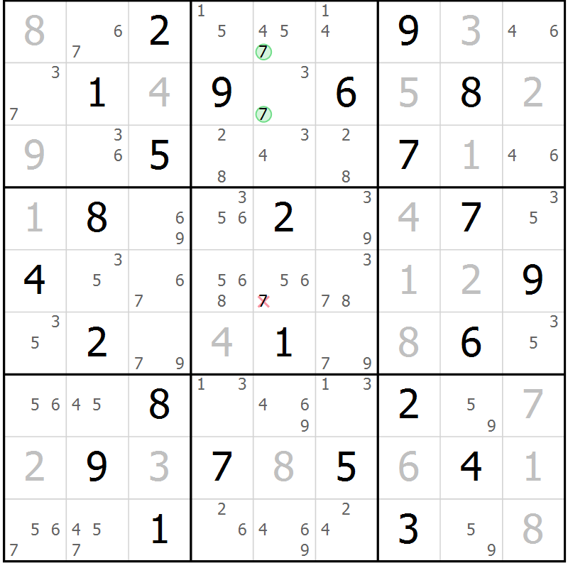 Position des candidats pour la solution de la Gr 65 page 68 du magazine de sudoku Maestro n° 103