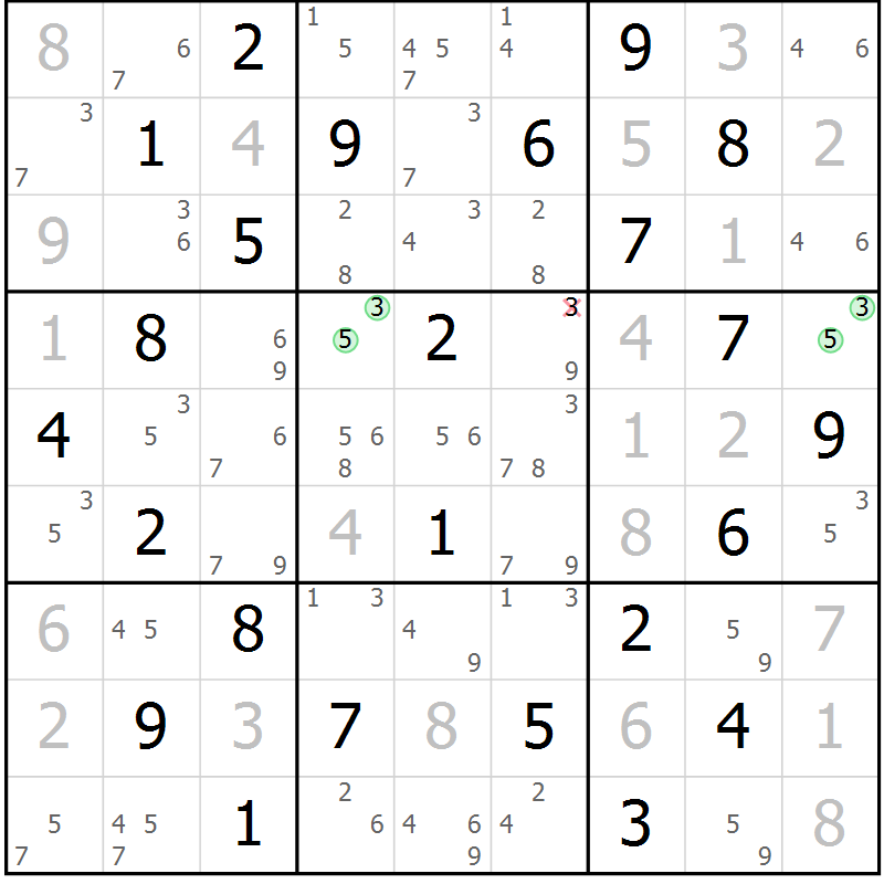 Position des candidats pour la solution de la Gr 65 page 68 du magazine de sudoku Maestro n° 103