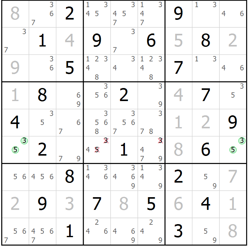 Position des candidats pour la solution de la Gr 65 page 68 du magazine de sudoku Maestro n° 103