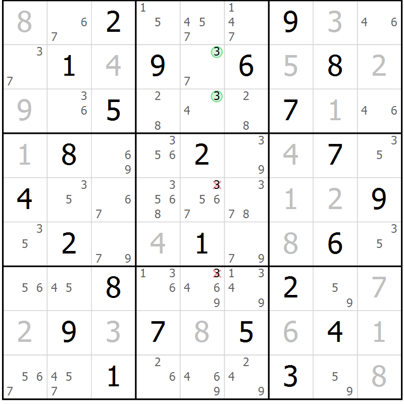 Position des candidats pour la solution de la Gr 65 page 68 du magazine de sudoku Maestro n° 103