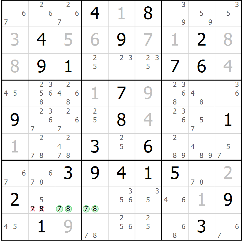 Position des candidats pour la solution de la Gr 66 page 69 du magazine de sudoku Maestro n° 103