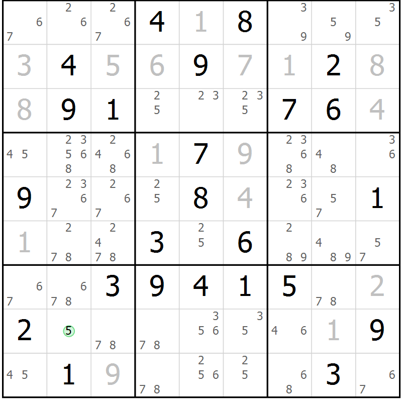 Position des candidats pour la solution de la Gr 66 page 69 du magazine de sudoku Maestro n° 103