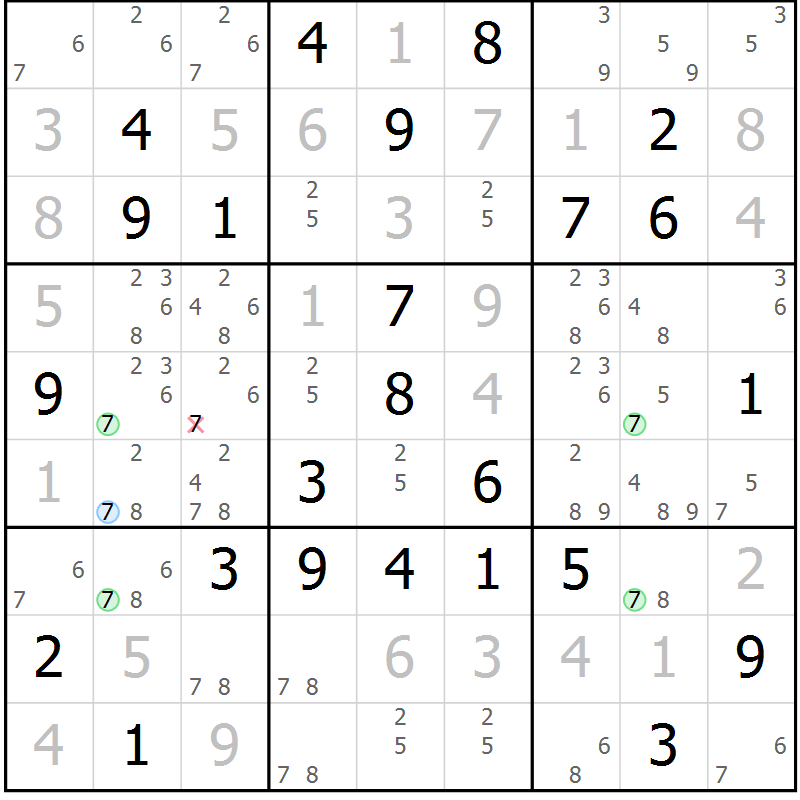 Position des candidats pour la solution de la Gr 66 page 69 du magazine de sudoku Maestro n° 103