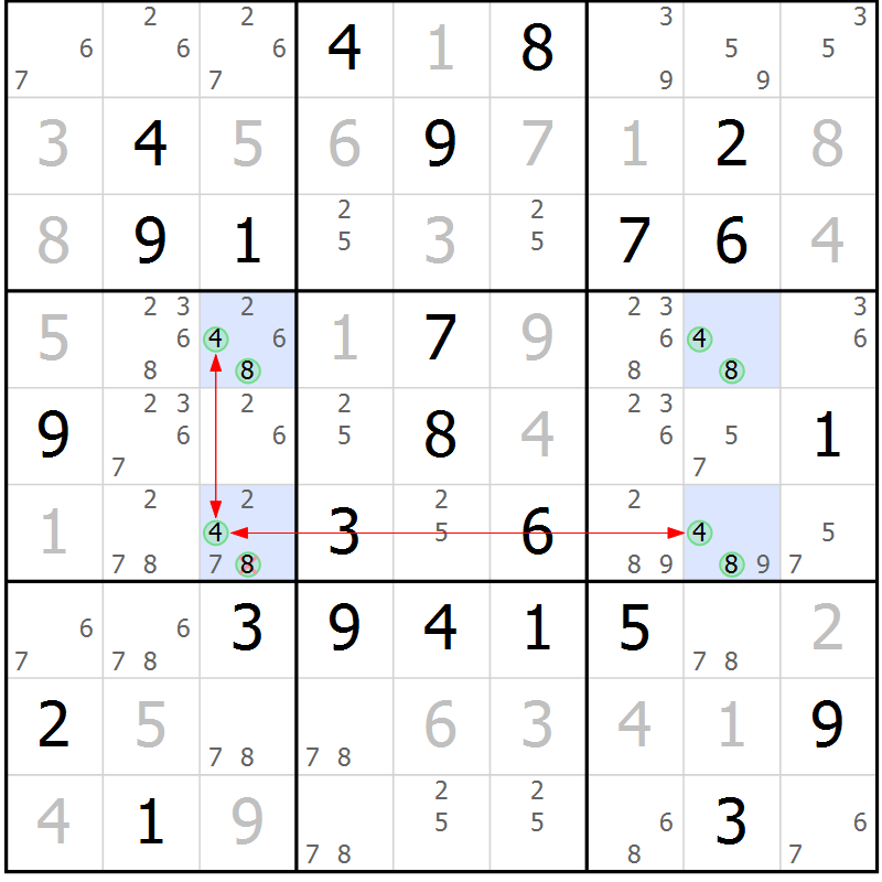 Position des candidats pour la solution de la Gr 66 page 69 du magazine de sudoku Maestro n° 103