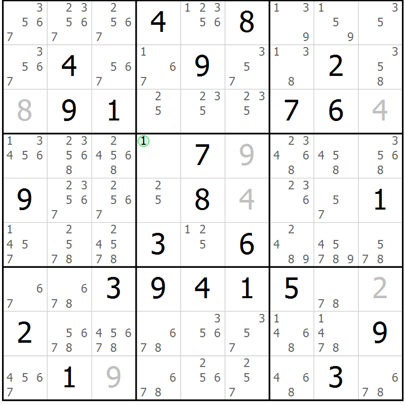 Position des candidats pour la solution de la Gr 66 page 69 du magazine de sudoku Maestro n° 103