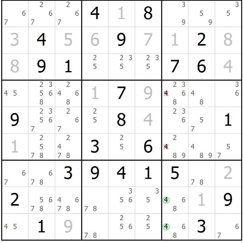 Position des candidats pour la solution de la Gr 66 page 69 du magazine de sudoku Maestro n° 103