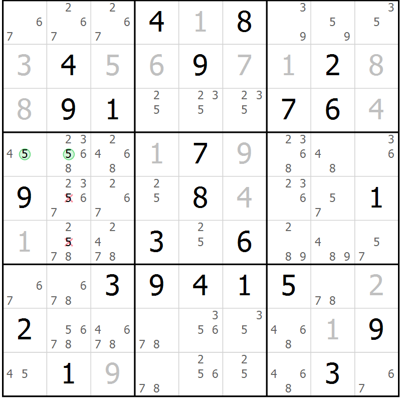 Position des candidats pour la solution de la Gr 66 page 69 du magazine de sudoku Maestro n° 103