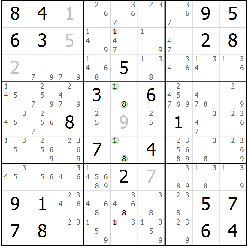 Position des candidats pour la solution de la Gr 7 page 10 du magazine de sudoku Maestro n° 103