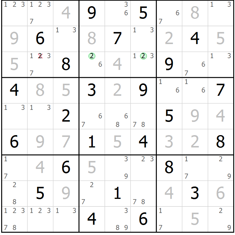 Position des candidats pour la solution de la Gr 70 page 73 du magazine de sudoku Maestro n° 103