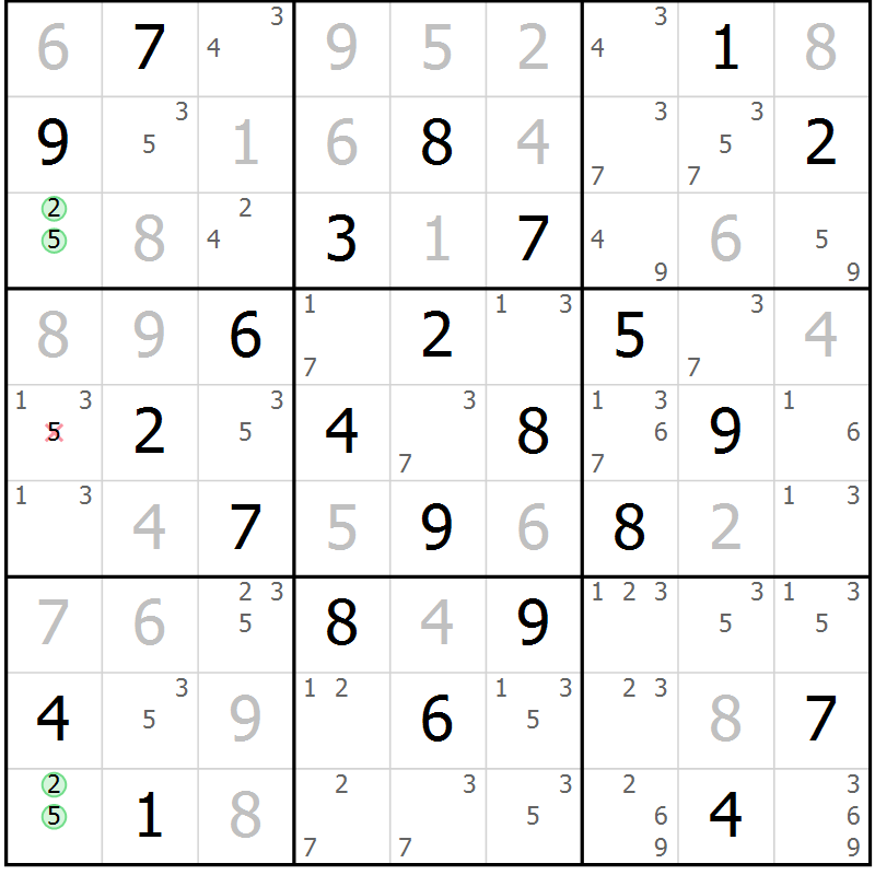 Position des candidats pour la solution de la Gr 72 page 75 du magazine de sudoku Maestro n° 103